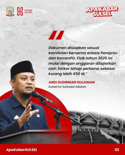 Gubernur Sulsel Pastikan Stadion Sudiang Dibangun 2025